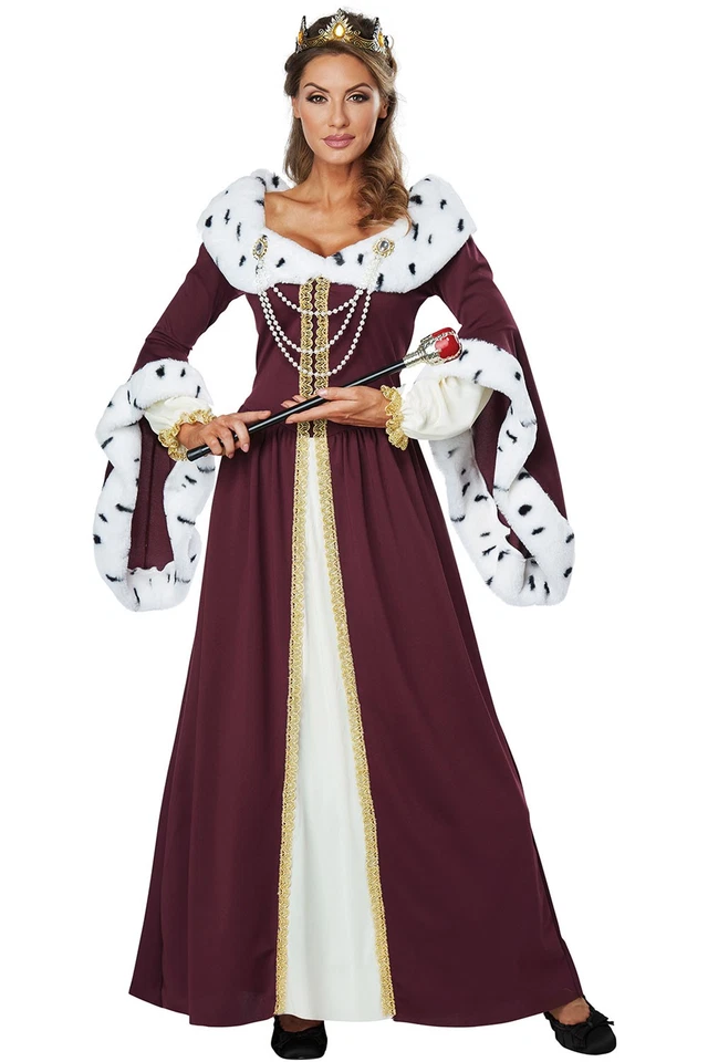 Costume Women Royal Storybook Queen Long Dress Collar Sleeves Halloween 01460 - Image 1 of 1