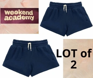 LOT of 2 Weekend Academy Girl size XL 14-16 Navy Blue Terry Shorts 3 Inch Inseam - Picture 1 of 19