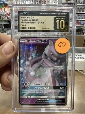 2019 POKEMON HIDDEN FATES,  HOLO #31/68 MEWTWO GX CGC 10 PRISTINE - Image 1 of 2