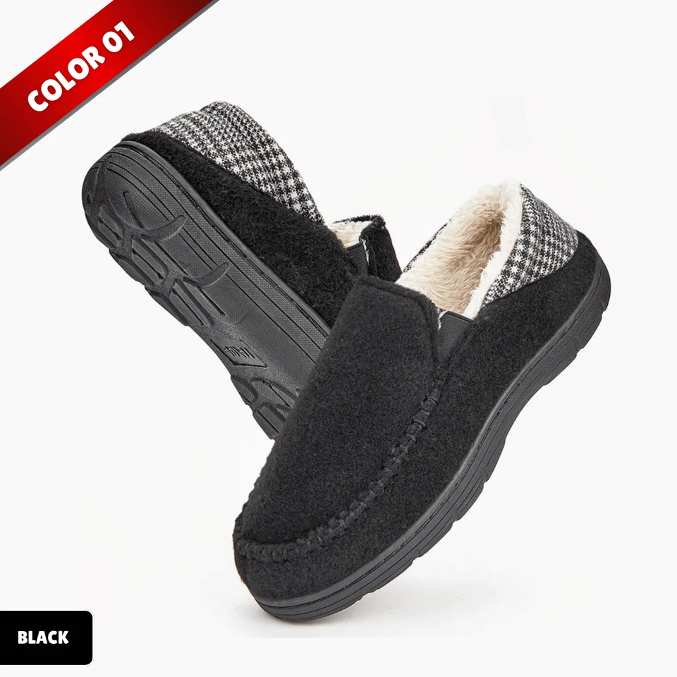 Мужские зимние тапочки с эффектом памяти пены мягкие теплые нескользящие домашние туфли для помещений - Изображение 1 из 4