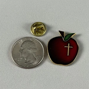Prendedor religioso cristiano católico maestro rojo manzana esmalte pinback #57182 - Imagen 1 de 2