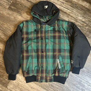 Karierte grüne Starter Puffer Jacket - 90’s eta vintage puffer jacket - Bild 1 von 7