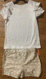 Wonder Nation Shorts, 365 Kinder weiß Glitzer Top, NEU 2-teiliges Outfit 10/12 neu mit Etikett 316 - Bild 1 von 6