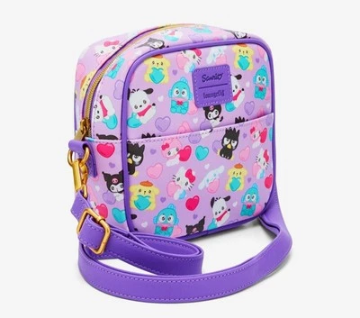 ¡NUEVO! Bolso Bandolera Pequeño LOUNGEFLY Hello Kitty & Friends Corazones Lavanda Sanrio Foto 1 de 4