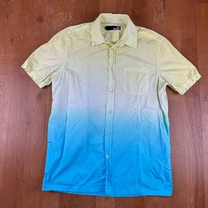 Love Moschino gelb blau Farbverlauf verblassen kurzärmliges italienisches Hemd Large - Bild 1 von 4