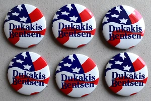 Dukakis Bentsen 1988 Presidential Campaign Pin Button Pinback Lot X6 Pins - Picture 1 of 2