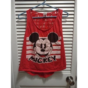 Disney Mickey Mouse rot Baumwollmischung Tanktop Mädchen Größe X-L 15-17 Spitze hinten - Bild 1 von 6