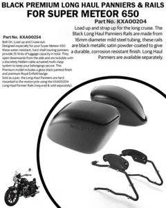 BLACK PREMIUM LONG HAUL PANNIERS & RAILS FIT FOR ROYAL ENFIELD SUPER METEOR 650 - Picture 1 of 6