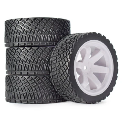 4x Austar 12mm Hex 67mm RC Car Rubber Tires Wheel for 1/10 WLtoys 1/14 144001 - Image 1 of 4