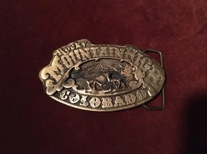 Vintage 1975 AJ Dezy Rocky Mountain High Colorado Belt Buckle B-163 L - Picture 1 of 5
