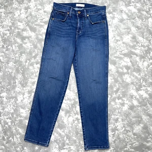 Madewell Mid Rise Stovepipe Jeans Women's 7/28 Stretch Denim Blue Jean - Picture 1 of 13