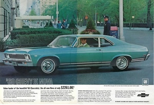 1968 Chevrolet Nova II 2 Coupe Blue Muscle Car Vintage Magazine Print Ad/Poster - Picture 1 of 1