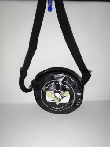 NHL Hockey Pittsburgh Penguins Puck Purse Preowned Licensed PVC Vinyl Cover