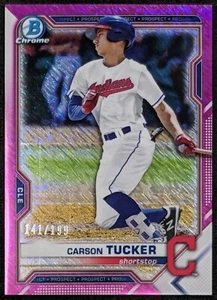 Carson Tucker 2021 Bowman cromo rosa brillo refractor/199 #BCP-77 Cleveland - Imagen 1 de 3