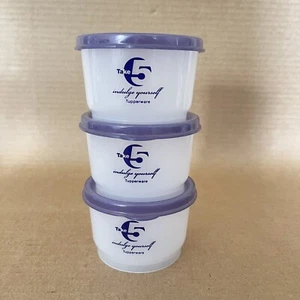 Tupperware Snackbecher 3er Set lila Dichtungen 4 Unzen Behälter - Take 5 Logo - Bild 1 von 8