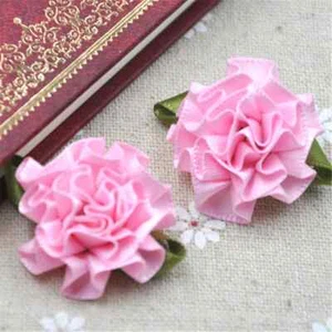 1 1/2" Ribbon Flower carnation Appliques set of 6 - Picture 1 of 14