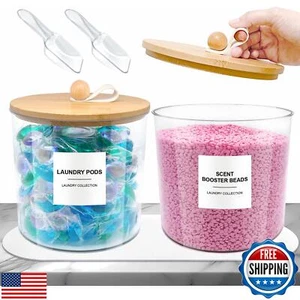 2 Pack Laundry Pods Container,Laundry Room Organization and Storage Jars,Laun - Picture 1 of 5