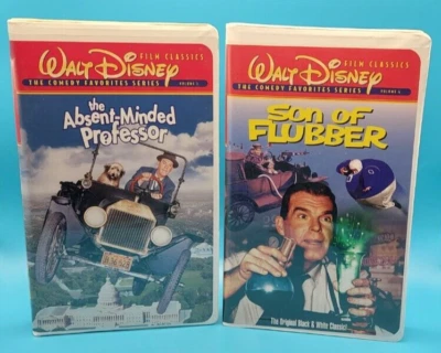 Lot of 2 Disney VHS, Clam Shell Movies - Son Of Flubber & Absent Minded Proff. Foto 1 de 4