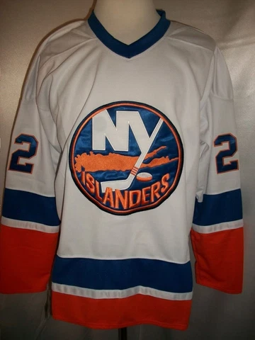 Mike Bossy New York Islanders White & Blue "1977-84 Throwback" CCM NHL Jersey Cover