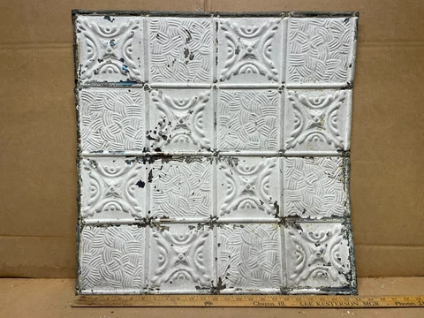 1pc 24" x 24" Full Piece Antique Ceiling Tin Vintage Reclaimed Salvage Art Craft Cover