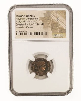 NGC F Roman AE3/4 of  Constantine II (AD 316-340) NGC Ancients Certified Nummus - Image 1 of 2