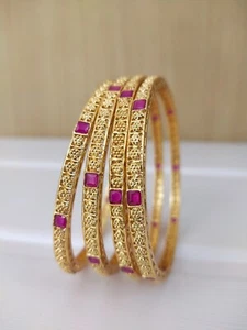 Bracciale Gioielli Indiani 4 Pezzi Bollywood Etnico Placcato Oro Pallande Matrimonio - Foto 1 di 4