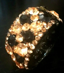 New Sapphire Blue  And Amber Crystal Clasp Ring Ponytail Holder - Bild 1 von 2