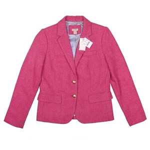 NWT J.Crew Herringbone Wool-Blend Schoolboy Magenta Pink Blazer Size 4 F5927 - Picture 1 of 24