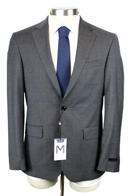 Ted Baker Sport Coat 40 R Mens Grey Purple Windowpane Wool Regular Fit Blazer - Image 1 of 4