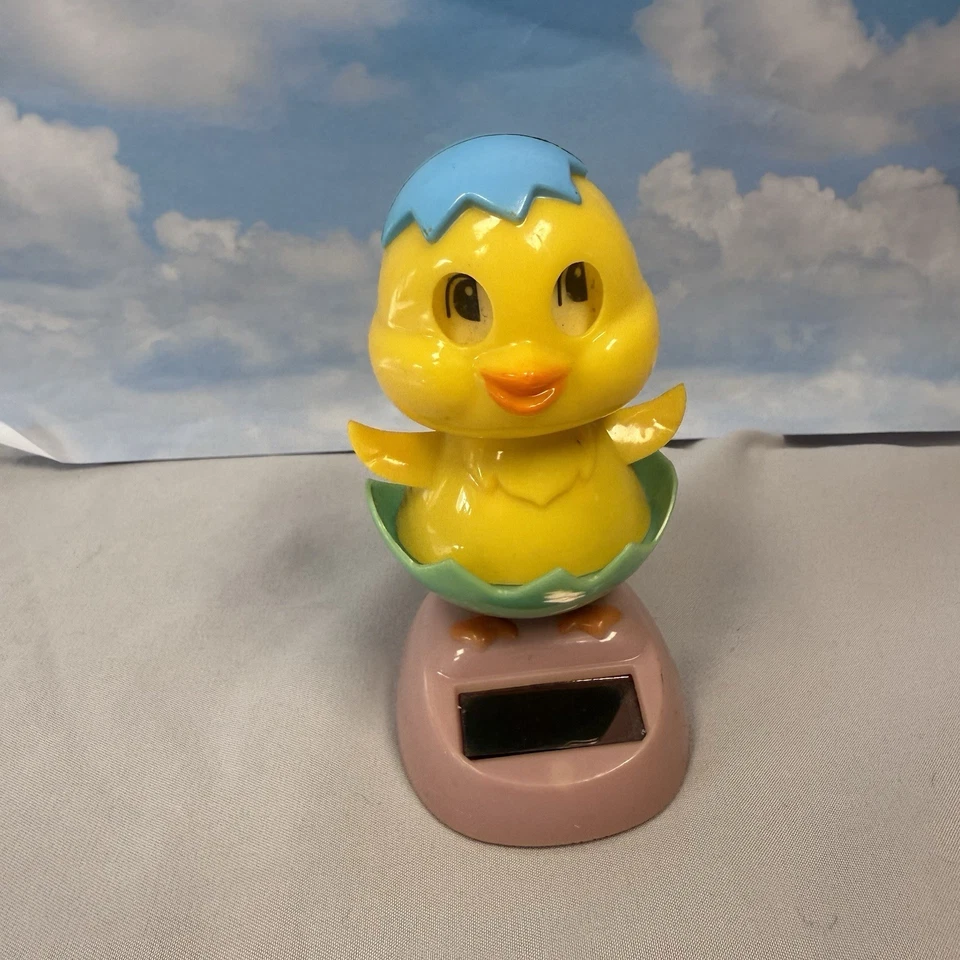 Suncatcher Bobble Head Yellow Chick In A Half Blue Egg Shell Easter & Holiday ￼￼ - Image 1 of 4