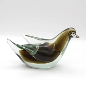 Vintage Seguso Vetri d'Arte Venice Murano Olive Green Art Glass Dove Bird - Picture 1 of 13