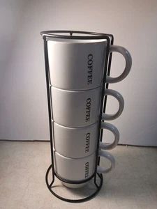 Coffee Break By Signature 4- 14oz. Stackable Cups with Metal Stand - Picture 1 of 24