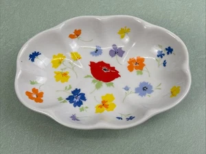 Vintage Soap Dish Oval MCM Seymour Mann Poppy Fine China Ruffled Garden Flowers - Picture 1 of 4
