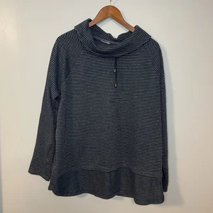 J Jill Tunika Top Pullover Gr. L Relaxed Wasserfallausschnitt gestreift blau Pima Baumwolle - Bild 1 von 8