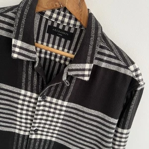 All Saints Flannel Shirt L Large Mens Black Plaid Shacket Jacket Long Sleeve - Picture 1 of 9