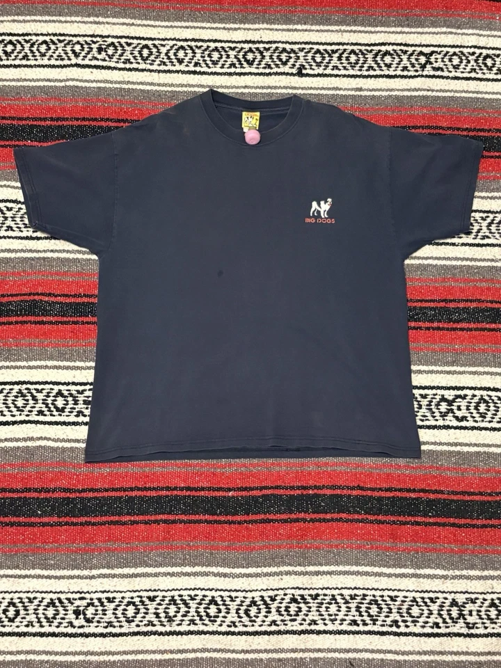 Винтажная футболка с большими собаками синяя, с короткими рукавами, XL - Изображение 1 из 4