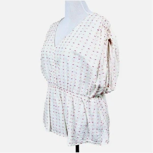 Lane Bryant Size 18/20 Plus Textured Peplum Blouse Dolman Sleeve White - Picture 1 of 11