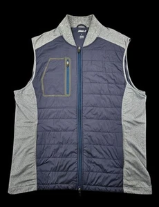 Johnnie-O Men's Large Navy Blue & Grey Quilted Full Zip Duffy Golf Vest - Picture 1 of 6