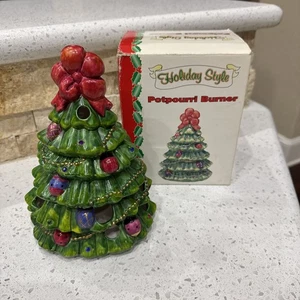 Vintage Ceramic Christmas Tree Potpourri Burner Holiday Style - Picture 1 of 4