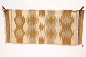 Antiker Navajo Teppich Indianer Indianer Vintage Webart 37x16 Textil Auge Schillernd - Bild 1 von 10