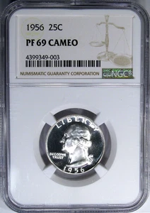 1956 25C NGC PF69 CAMEO WASHINGTON ~ UNDER-RATED PREMIUM GEM! - Picture 1 of 5