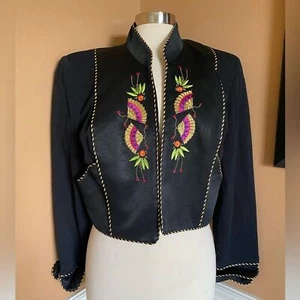 Night Lights by Michael Calderon Embroidered Gold Rope Short Blazer Topper M - Bild 1 von 5