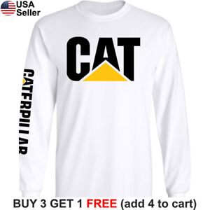 Caterpillar Long T-Shirt CAT Logo Tractor Equipment Bulldozer Construction BLD