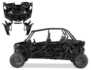 Polaris RZR 4 XP 2019-22, kit de calcomanías gráficas Turbo S negro sobre negro camuflaje digital - Imagen 1 de 12