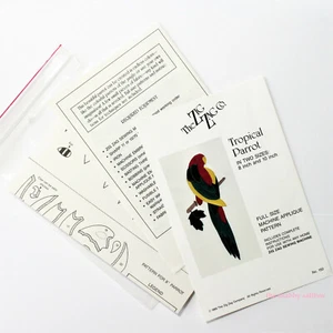 Aplique de loro patrón de costura vintage 1985 sin cortar 2 tallas acolchado para aves tropicales - Imagen 1 de 6