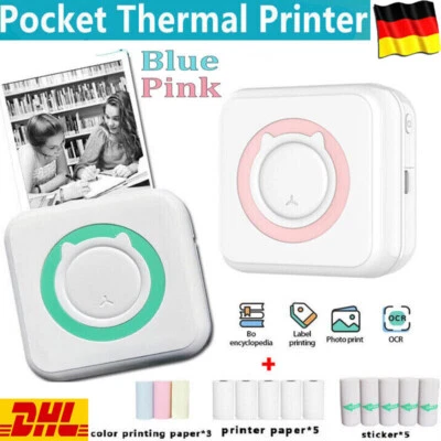 Mini Thermal Printer Pocket Bluetooth Phone Photos Label Printing Machine DHL - Bild 1 von 4