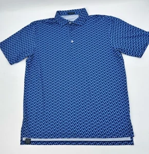 Turtleson Shirt Mens XLarge Performance Golf Polo Blue All-Over  print Trees - Picture 1 of 8