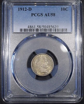 1912-D Barber Dime "PCGS AU58" *Free S/H After 1st Item* - Image 1 of 3