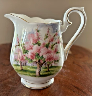 Cream Pitcher Royal Albert Blossom Time Bone China England 3.75" Gold Trim - Image 1 of 4