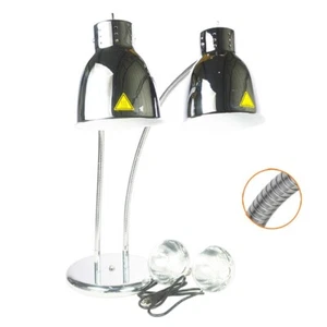 110V Universal Double Heads Food Insulation Lamps Warmer 250W*2 Sliver - Picture 1 of 15